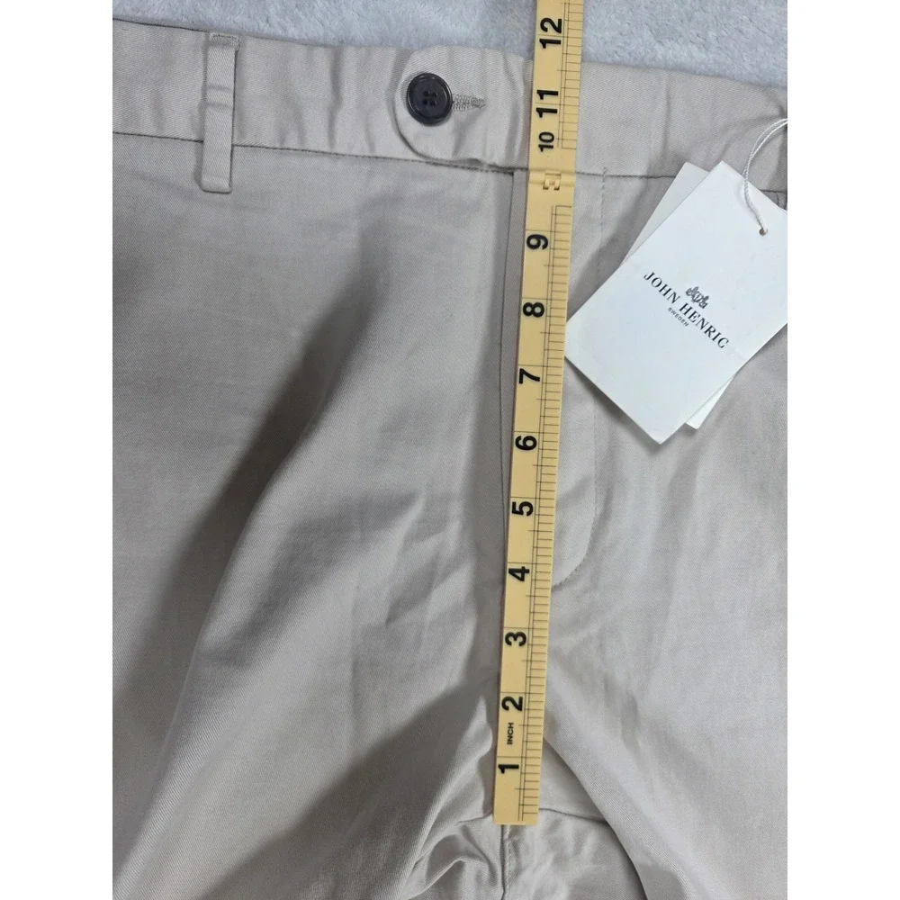 John Henric Soho Chino Pants Mens W40 L32 Beige Stretch Slim Fit Dress Casual...